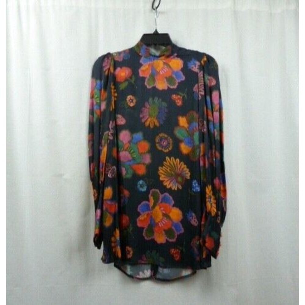 Farm Rio Lily's Garden Blouse, Botanical, Mock Neck, Office, XS, New! - Picture 3 of 4